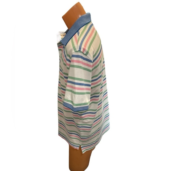 IZOD Advantage Performance Pastel Stripe White Short Sleeve Polo Shirt Men's XL. - Picture 5 of 11